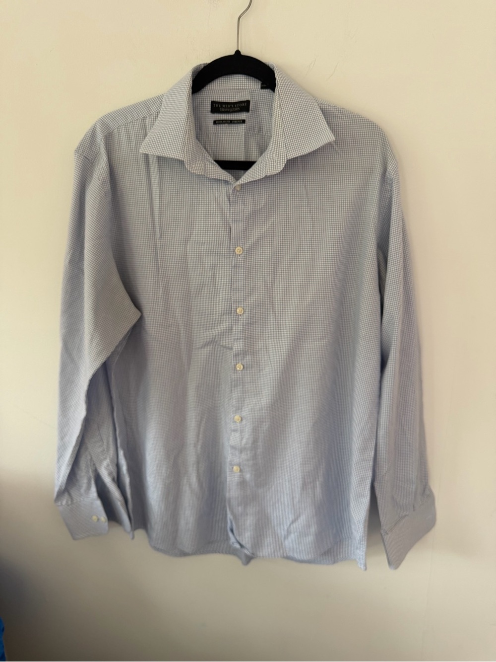 Bloomingdale's Men's Light Blue Micro-Check Button-Down Shirt